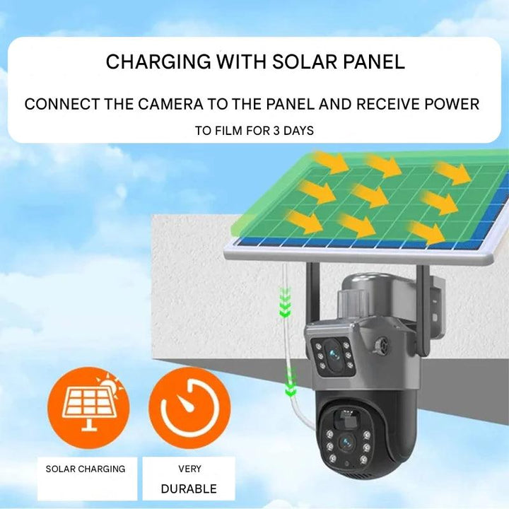 Solar Security Camera | 4K Wireless with Dual Lens and 360° Rotation