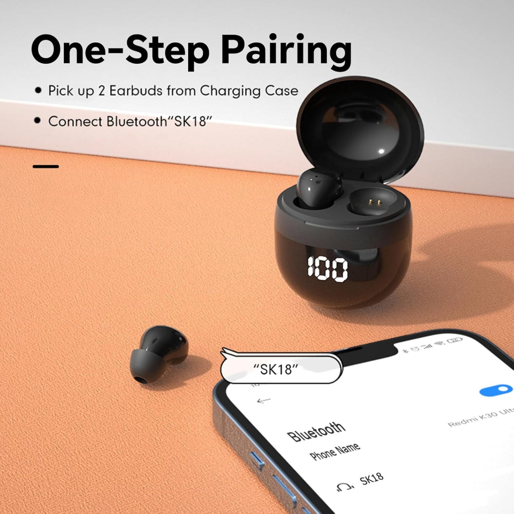 Mini Bluetooth Earbuds | Digital Display Sleep Comfort Design