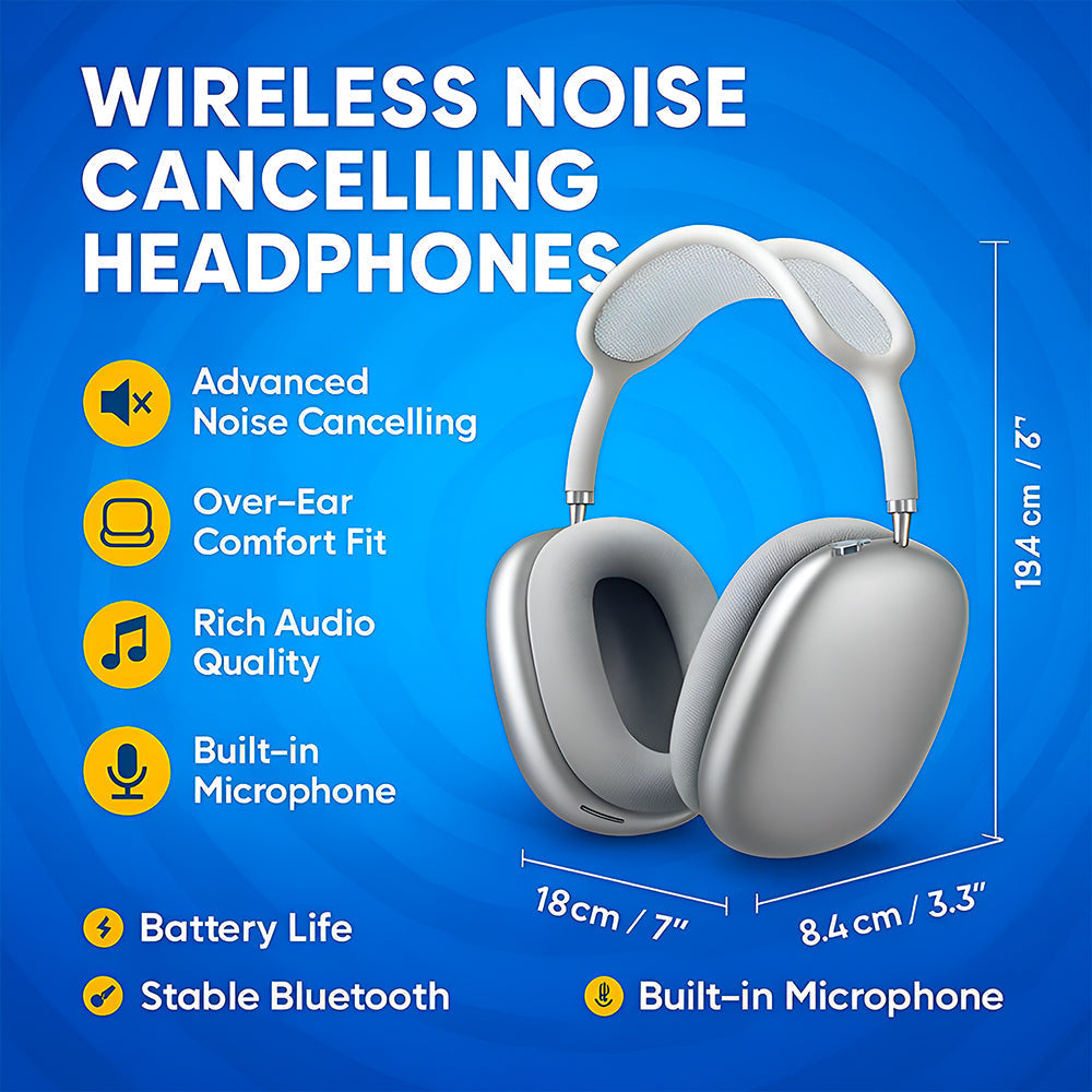 Wireless Bluetooth Headphones | Over-Ear Noise Cancelling Design