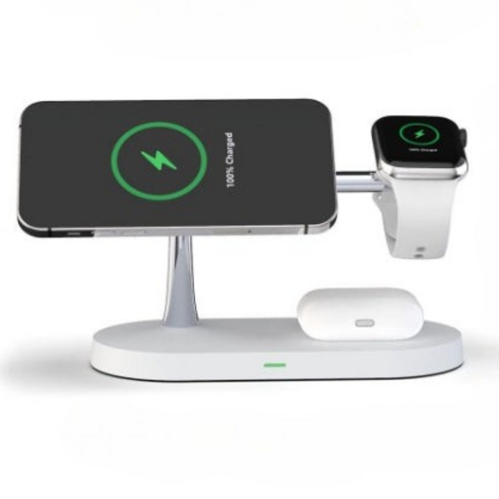 Wireless Charging Station | 4-in-1 Multi-Device Dock with LED Light